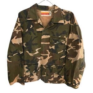 Vtg Winchester Men's XL Camo Button Jacket Green Woodland 80s Hunting